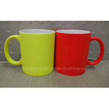 Nueva taza de cerámica del color de neón, taza de neón, taza fluorescente